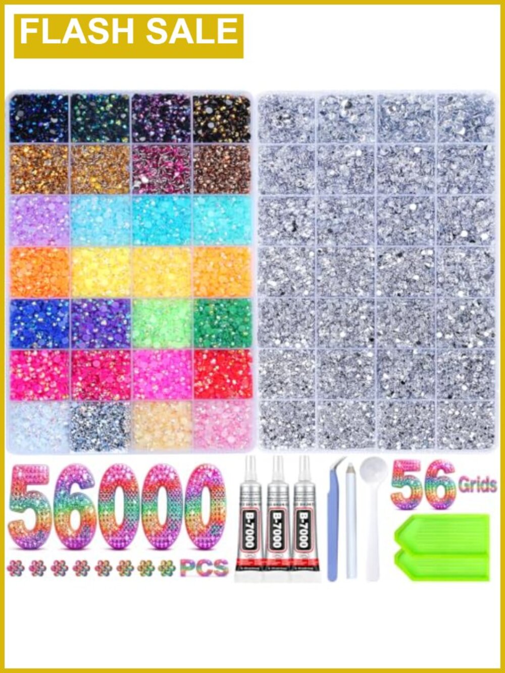 Resin Rhinestone Bedazzling Kit 56000 Pcs Flatback Gems with Glue Tool